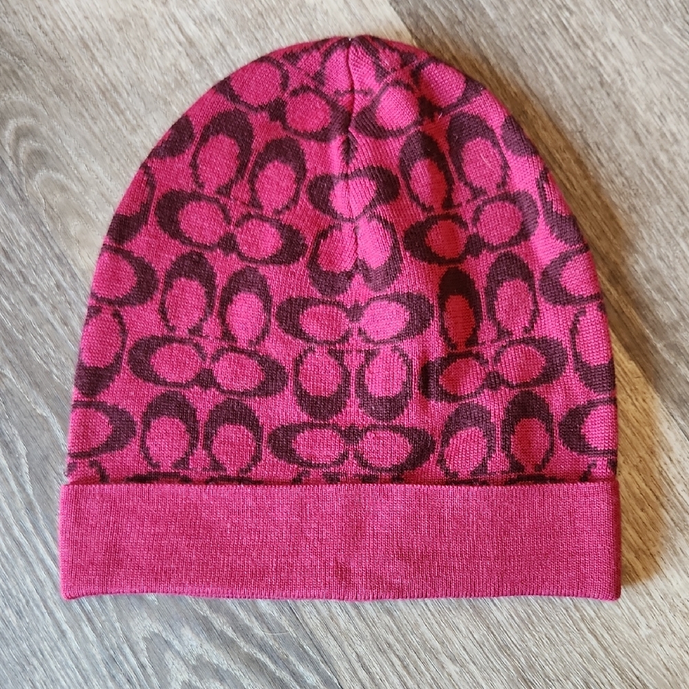 Coach Pink Beanie Hat